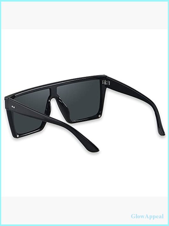 Oversized Square Flat Top Shield Sunglasses UV Protection Rimless Shades main image 6